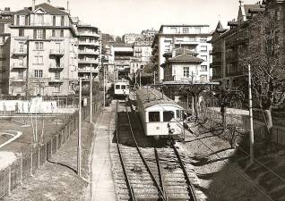 Funiculaire Lausanne Ouchy Flon - Standseilbahn Lausanne Suisse Schweiz - Station Montriond mit der Ausweiche