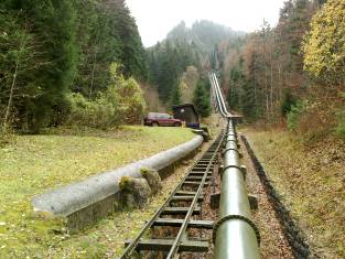 Funiculaire Vallorbe usine La Dernier - Wasserschloss Crêt des Alouettes - Kraftwerk - Standseilbahn bei Vallorbe Suisse