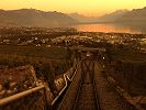 Abendstimmung oberhalb von Vevey - bei der Ausweiche der Standseilbahn