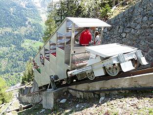 Standseilbahn Lac d'Emosson Verticalp funiculaire Châtelard usine - Les Montuires château d'eau - Emosson Suisse - der spezielle Ballastwagen vor dem Umbau