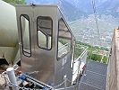 Funiculaire Condémines La Péroua - die neue Standseilbahn 2020 - der neue Wagen Hersteller Von Rotz Wiedemar in der Bergstation La Péroua