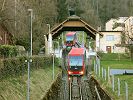 Standseilbahnen Standseilbahn Biel Leubringen Funiculaire Bienne Evilard - Zwischenstation Beaumont mit der Ausweiche