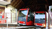 Standseilbahn Biel Leubringen Funiculaire Bienne Evilard - beide Wagen in der Zwischenstation Beaumont