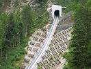 Stoosbahn Standseilbahn Stoos Steilstrecke beim untersten Tunnel