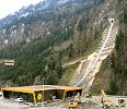 Stoosbahn Standseilbahn Stoos Talstation Sicht auf die Steilstrecke