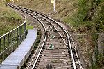 Standseilbahn Funicolare Lugano San Salvatore - das Zugseil wird nach rechts in den Antriebsraum Pazzallo abgelenkt