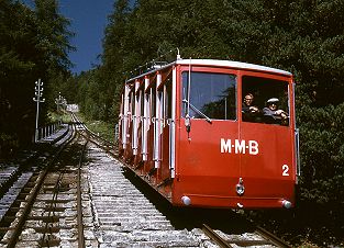 Standseilbahn Muottas Muragl in der Ausweiche