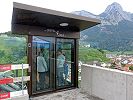 Standseilbahn Schrägaufzug Mels Stoffel - Bergstation Stoffel Mels am Eröffnungstag 22. Juni 2019