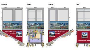 So sieht die neue Kabine beim Schrägaufzug Bettmeralp Alpmatten aus - Design Aletscharena