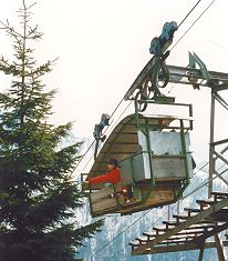 Luftseilbahn Acherberg - Kessel - das offene Niederberger Schiffli vor dem Umbau 1992